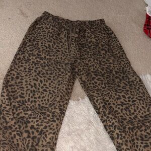 SHEIN Tan and Black Animal Print Pants